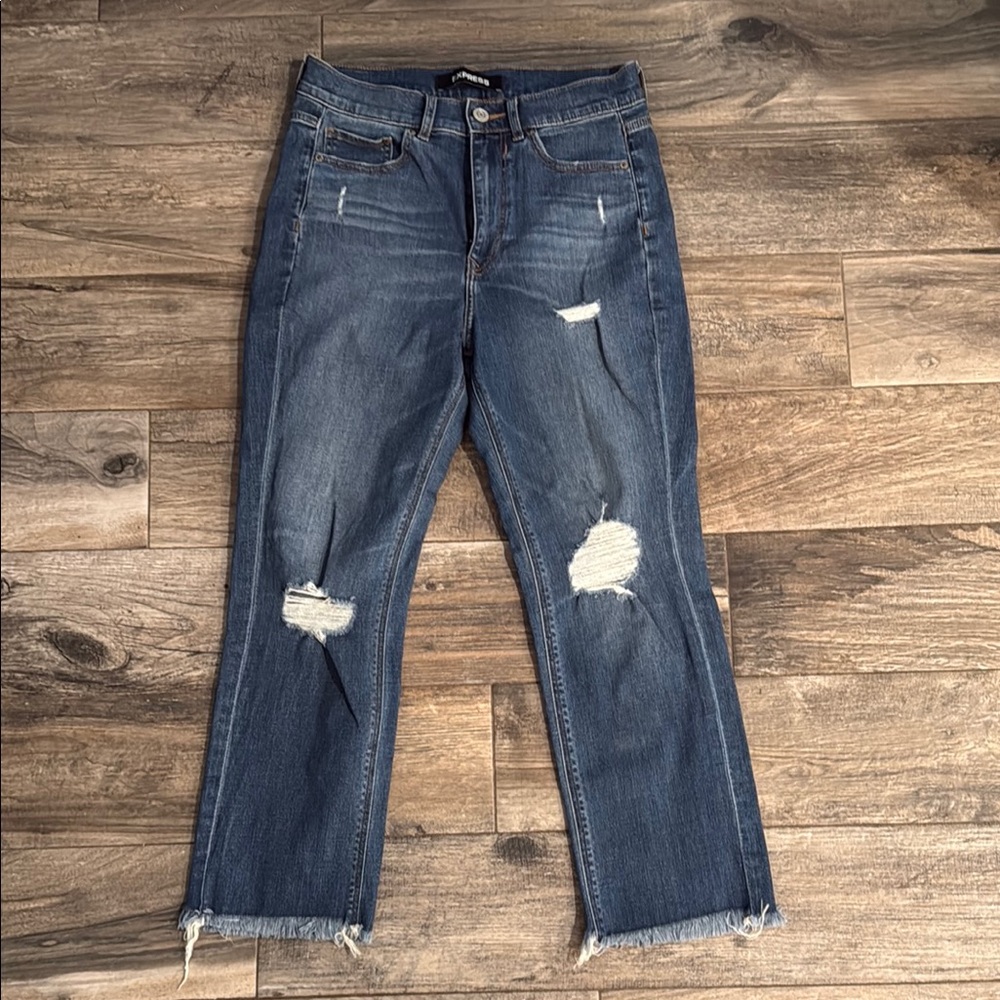 Express Distressed Cropped Jeans